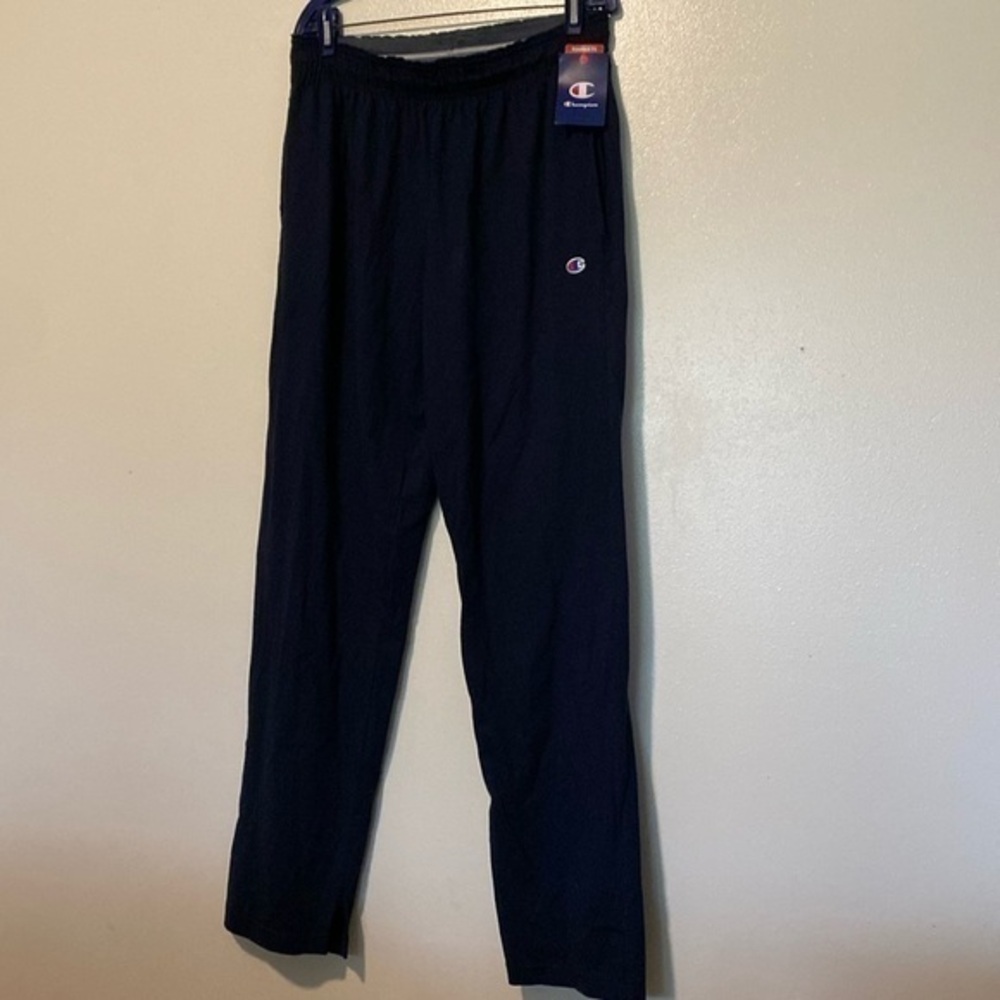 Champion navy stretch waist pocket wide leg 100% cotton athletic wear pants lg